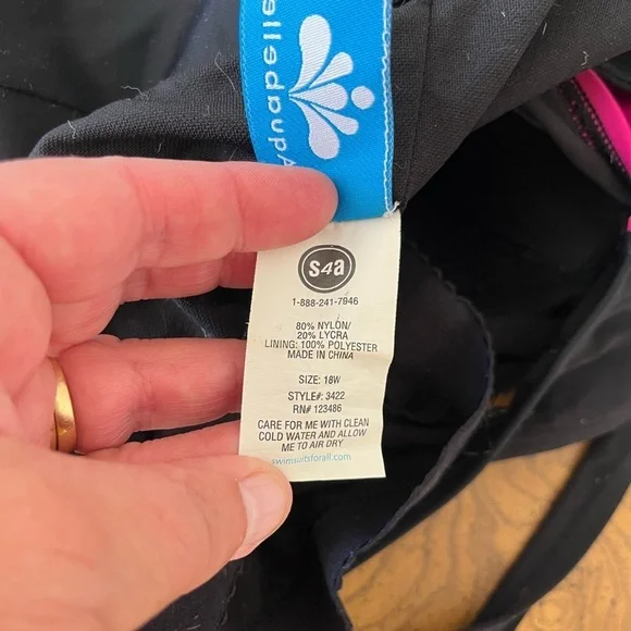 Swimsuits For All Black and Pink Swim Top - Picture 3 of 4